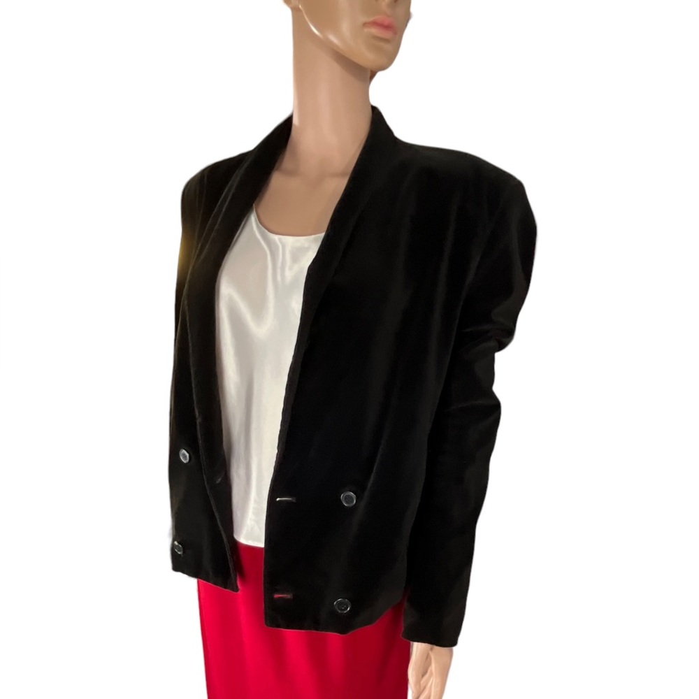 L’Avion Double Breasted Velvet Waist Jacket, Black |L - Picture 2 of 15